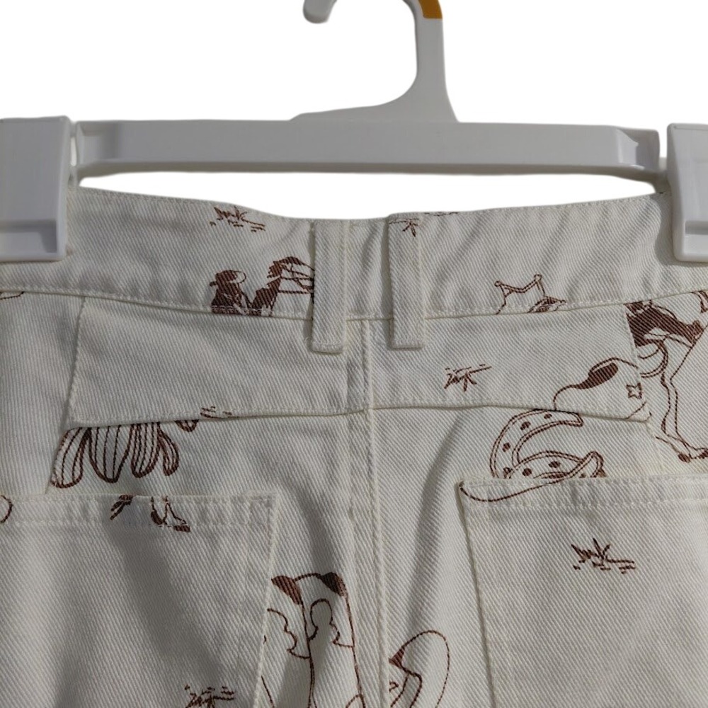 Cali 1850 Womens Western Print Barrel Jeans Cream Brown Size 13 NWT High Rise - Picture 5 of 16